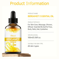 Bergamot Oil, Premium Essential Oil for Hair Care, Home Diffusers, Skin, Spas, Massage and Humidifiers