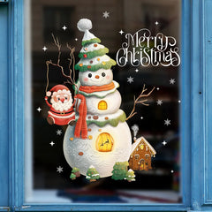 2024 Christmas Window Stickers Santa Claus Xmas Tree Cartoon Glass Decal Merry Christmas New Year Holiday Decorations for Home