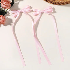 2pcs 2024 New Cute Ribbon Bow Headband Long Tassel Hair Clip Women's Hair Accessories Girls Party Headwear Side Clips Wholesale