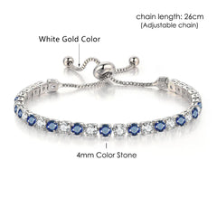 Adjustable Multicolor Tennis Bracelets for Women Ladies Wedding Rainbow Colorful Zircon Charm Bracelet Hand Chain Jewelry DZH043