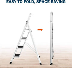 DayPlus Safety Folding Step Stool 2-4 Step Ladder Portable Foldable Stepladder Anti Slip Feet for Indoor Outdoor Home Office