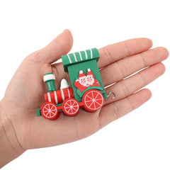 Wooden Train Christmas Ornaments Santa Cake Decoration Merry Christmas Navidad New Year Party Table Decoration Kids Gifts Toys