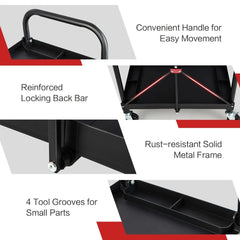 ERGOMASTER 3-Tier Folding Storage Trolley Heavy Duty Tool Cart Rolling Storage Organizer