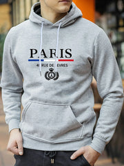 Paris Print Hoodies Tshirt For Men Casual Autumn Winter
