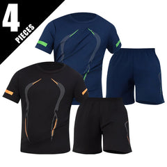 2/6 Pack Plus Size Men's Quick-drying Short-sleeved Shorts Suit Men's Leisure Sports Running Fitness T-shirt Joker Shorts Teen