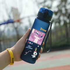Lilo & Stitch 560ML Water Cup Children Portable Plastic Cartoon Figures Kawai Stitch Outdoor Large Capacity Sports Water Bottle