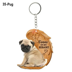1 Piece 23 Style Dog Forever In My Heart Angel Pendant Bag Key Chains Car Keychain Keyring Pet Jewelry Gift For Women Girls