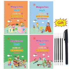Magic Writing Book in Portuguese Calligraphy Notebook Montessori Kids Reusable Educational Calligraphic Letter Practice Toy