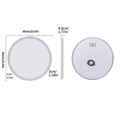 LED Bathroom Mirror Round 600/800mm Illuminated Dimmable Backlit Lighted Wall Vanity Mirror Anti-fog Smart Makeup Shaving Mirror