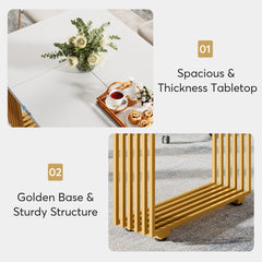 Tribesigns 63-Inch Rectangular Dining Table for 4 to 6, Modern Kitchen Table with Faux Marble Table Top, White Dinner Tables