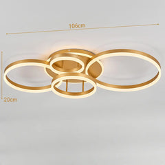 KOMORE Classic Golden Loops Energy Efficient LED Ceiling Light, Cool White / Stepless Dimming for Office, Living Room, Bedroom