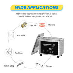 800ml Household Digital Ultrasonic Cleaner 30W/60W Stainless Steel Bath Degas Ultrasound Washing for Watches Jewelry