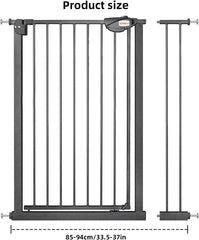 UBRAVOO Baby Gate for Doors and Stairs, Height 100 cm, Safety Pet Gate, Automatic Closure, Triple Locking