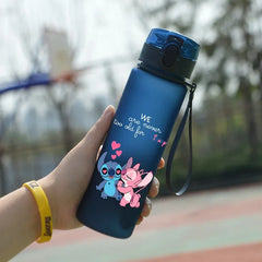 Lilo & Stitch 560ML Water Cup Children Portable Plastic Cartoon Figures Kawai Stitch Outdoor Large Capacity Sports Water Bottle
