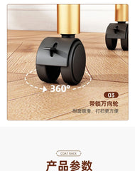 Aesthetic Golden Clothes Rack Metal Balcony Nordic Wheels Clothes Rack Floor Bedroom Burro Ropa Perchero Hallway Furniture