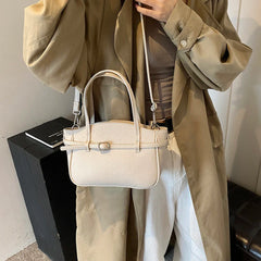 Brand Women's Bag Luxury Designer Handbag PU Buckle Design Top Handle Bag Large Capacity Stylish Satchel Solid Shoulder Bag 2025