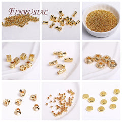 18K Gold Plated Separators For Bead,Spacers Beads For Jewelry Making,Brass Metal Round Beads,DIY Bracelets/Necklace Accessories
