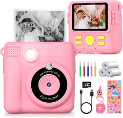 Kids Digital Camera 2.4" 1080P HD Video Camera Portable Instant Print Camera with 32GB Card, Birthday Gift for Boys Girls 3-12