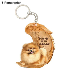 Dog Memorial Keychain - Forever In My Heart Angel Pendant Pet Jewelry Gift