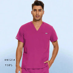 Hospital Nursing Uniform Surgery Scrubs Tops Women Short Sleeved Shirts Dental Clinic Workwear Nurse Blouse Doctor Clothes Black