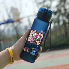 Lilo & Stitch 560ML Water Cup Children Portable Plastic Cartoon Figures Kawai Stitch Outdoor Large Capacity Sports Water Bottle