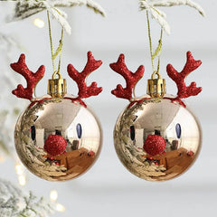 2pcs Elk Christmas Balls Ornaments Xmas Tree Hanging Bauble Pendant Christmas Decorations for Home New Year Party Navidad 2024