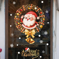 2024 Christmas Window Stickers Santa Claus Xmas Tree Cartoon Glass Decal Merry Christmas New Year Holiday Decorations for Home