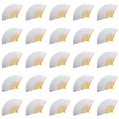 100-1PCS Hand Held Paper Fans Blank White Bamboo Folding Fans for Wedding Gift Party Dance DIY Decoration Personalised Fan