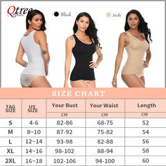 Qtree Women Tummy Control Shapewear Classic 2-IN-1 with Padded Bra High Elastic Strench Vest Body Shaper Slim Up Lift Corset