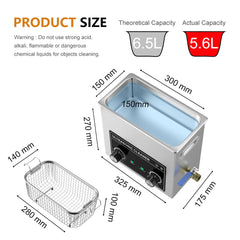 6.5L Vinyl Record Ultrasonic Cleaner with Bracket(Set) for Wash LP 12 Inch Records Label Saver Aluminum CNC Made 220V EU Plug