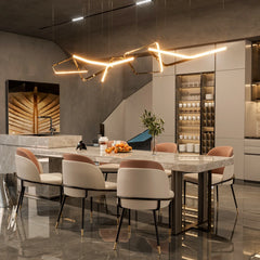 Luxurious Upholstered Dining Room Chairs Set, Microfiber Silicone Leather, 2 Colors, Kitchen Chairs