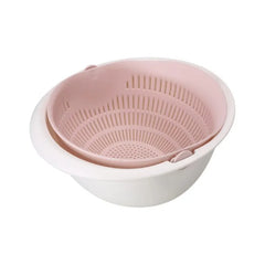 Kitchen Fruit Tray Removable Double Layer Fruit And Vegetable Basin Draining Basket Creative Household Rotating Washing Basket