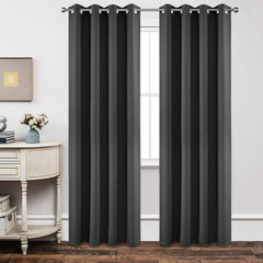 Blackout Curtains 2 Panels Thermal Insulated Grommet Darkening Drapes Solid Black Long Curtain for Bedroom Window Living Room