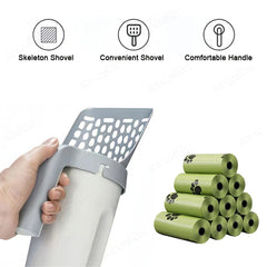 Portable Cat Litter Scooper with Built-in Refill Bag Cat Litter Shovel Integrated Shovel and Bag System Clean Supplies Accessory