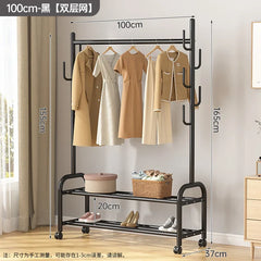 Aesthetic Golden Clothes Rack Metal Balcony Nordic Wheels Clothes Rack Floor Bedroom Burro Ropa Perchero Hallway Furniture