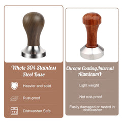 BioloMix Espresso Press Hammer 51mm Solid Wood with whole 304 Stainless Steel Base, suit CM7008