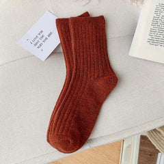 2024 New Winter Cashmere Wool Women Socks Casual japanese fashion Solid Color Thicker Long Sock Girls Thermal Warm Crew Sock