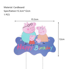 Peppa Pig Birthday Party Decoration Aluminum Foil Balloon For Kid Event Supplies Disposable Tableware Banner Backdrop Gift