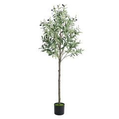 5FT Large Artificial Faux Olive Tree Fake Potted Olive Silk Tree Green Leafs Big Tree Branch For Home Office Party Outdoor Decor