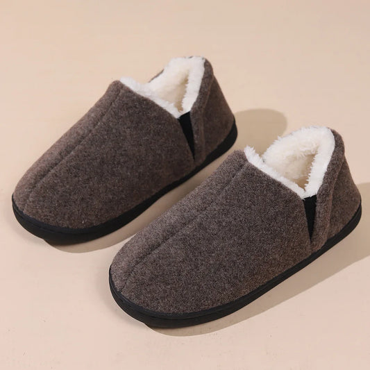 Bebealy Winter Slippers For Men Outdoor Antiskid Men Slippers Fashion Casual Warm Fluffy Slippers Indoor Plush Flat Men Shoes