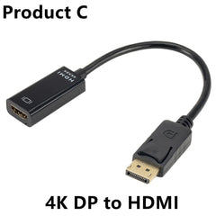 4K DP to HDMI-compatible Adapter Converter DisplayPort to HDMI Cable DP Male to HDMI Female HD TV Video Audio Adapter For PC TV