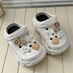 Children's Slippers for Home Black White Versatile Girls Summer EVA Outdoor Beach Slippers Fashion Elegant Kids Princess Shoes