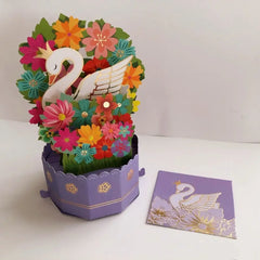 3D Pop Up Greeting Cards Merry Christmas Cards New Year Greeting Cards Blessing Postcard Swan Mermaid Thank You Cards Decor Gift