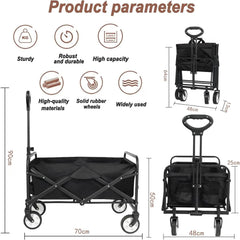 Beach Trolley on Wheels, Foldable Camping Trolley Cart Folding Collapsible Festival Trolley for Camping Garden Picnic Outdoor