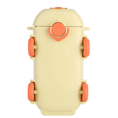 500ML Bus Shape Cartoon Water Cup with Movable Wheels & Strap Plastic Drinking Bottle Leakproof for Home Travel School