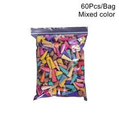 60Pcs Mixed Scented Incense Cones Waterfall Smoke Backflow Aromatherapy Yoga Anxiety Relief Fragrance Scents Home Decorations