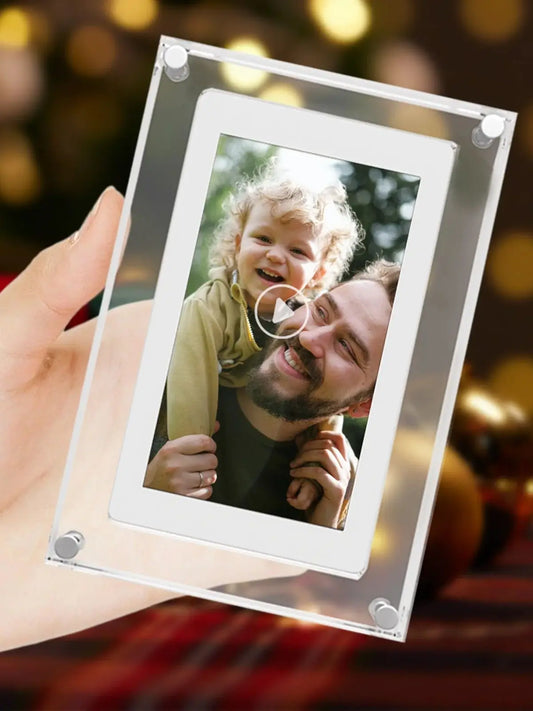 Acrylic Digital Photo Frame 5 Inch 1000mAh IPS Screen 2G Memory Volume button Speaker Type C Cut Gift for Loved Porta Retrato
