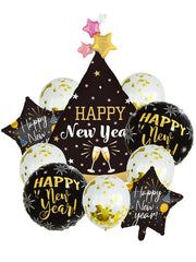 10pcs Happy New Year Champagne Bottle Balloon Set New Year Party Decorations Navidad 2024