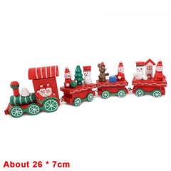 Wooden Train Christmas Ornaments Santa Cake Decoration Merry Christmas Navidad New Year Party Table Decoration Kids Gifts Toys