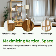 Bamboo Storage Rack Shelving Unit with High and Low Shelves Bookshelf Plant Stand for Home Organization Shelf